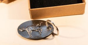 Pewter horse rearing keyring