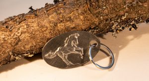 Pewter horse rearing keyring