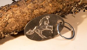 Pewter horse rearing keyring