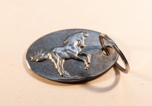 Pewter horse rearing keyring