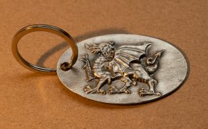 welsh dragon embossed keyring