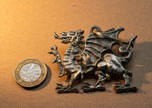 Welsh Dragon Keyring. A sculpted welsh dragon in high quality pewter