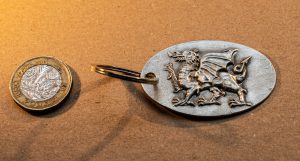 welsh dragon embossed keyring