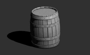 Oak cask barrel in 3d