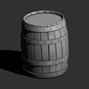 Oak cask barrel in 3d