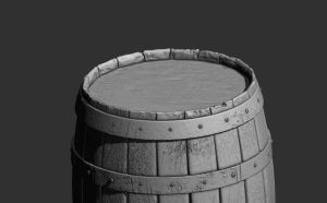 Oak cask barrel in 3d