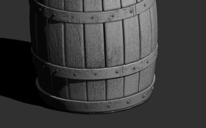 Oak cask barrel in 3d