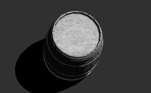 Oak cask barrel in 3d