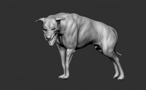 An angry fighting dog