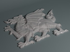 A digitally hand sculpted 3d Welsh Dragon.