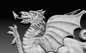 A digitally hand sculpted 3d Welsh Dragon.