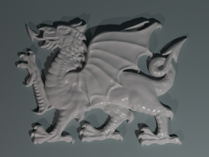 A digitally hand sculpted 3d Welsh Dragon.