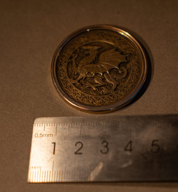 Celtic Dragon coin | Engraved Coin |  Engraved Welsh Dragon | Brass engraved Coin | Y Ddraig Goch |